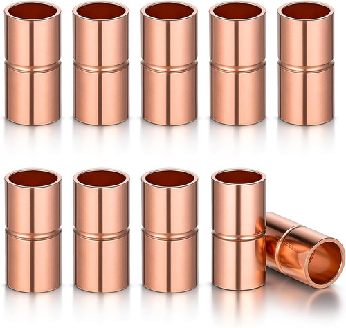 10 Pcs 1/4" Straight Copper Pipe Fittings Coupling for HVAC AC Welding Joint