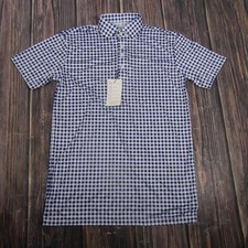 Collars  Co. Polo Shirt Mens Small Blue Gingham Dress Collar Short Sleeve