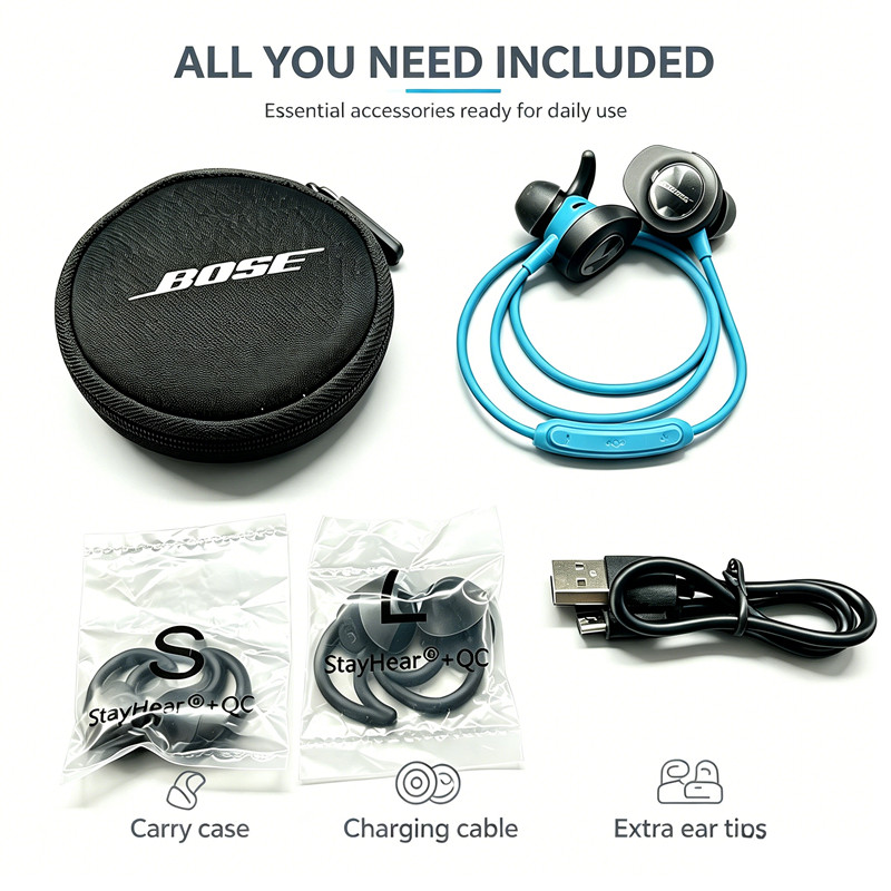 New Bose SoundSport Wireless In Ear Earbuds Bluetooth Headphones Blue Earphones