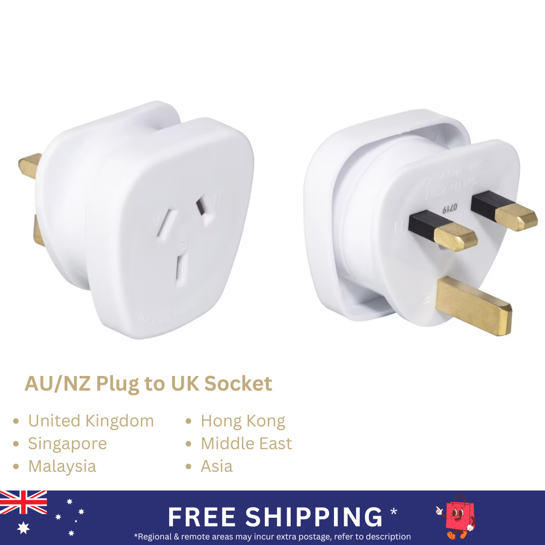 Travel Adaptor AU/NZ Plug To UK Socket Triple Flat Pins Malaysia Singapore Asia
