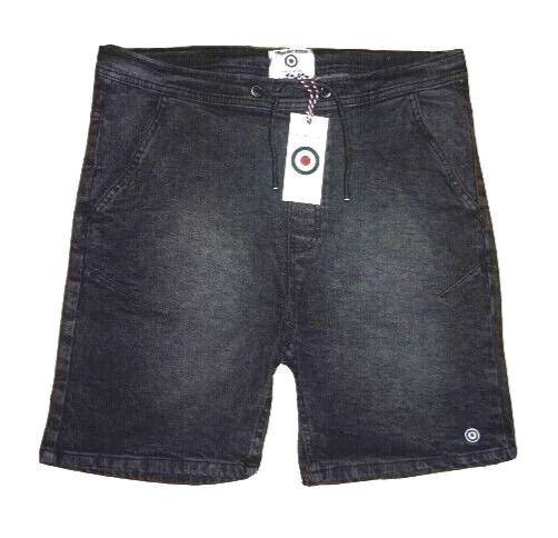 LAMBRETTA SHORTS DENIM BLACK FADE W34IN, W36IN, W38IN FREE POSTAGE