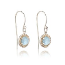 Natural diamond halo Blue topaz 925 Sterling Silver earrings UK Seller
