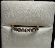 Gold plated silver 925 natural diamond heart half eternity ring Size N