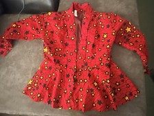Handmade Women s Red Ankara Cotton Kaftan Top, One Size, Made in Nigeria