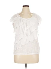 AB Studio Women White Sleeveless T-Shirt XL