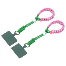 2PCS Phone Wrist Strap, Nylon Rope Phone Keychain with Tether Tab, Pink Green