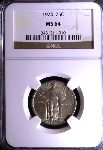 1924 STANDING LIBERTY 25C, NGC MS 64