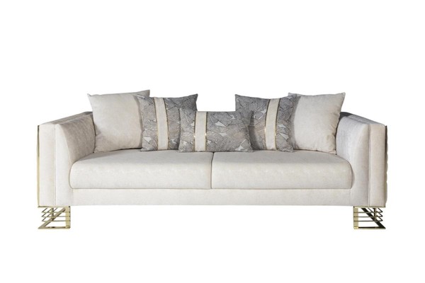Sofa 3 Sitzer Textil Sofas Couch Polster Garnitur Moderne Couchen Beige-image