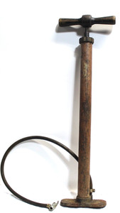 Vintage Antique Bicycle Hand Tire pump Air Pump w/ Wood Handle Decor