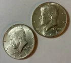 Lot of Two 1964 Kennedy Half Dollar Coins 90% Silver, Circulated