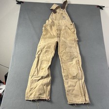 Carhartt Overalls Mens 34X30 Beige Insulated Quilt Lined Outdoor Workwear
