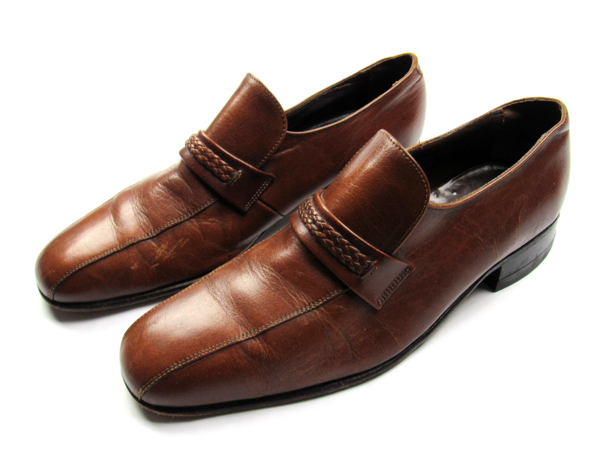 Vintage Florsheim Brown Leather Slip-On Loafers Vintage Mens 11 Florsheim Imperial Brown Leather Slip on  main image 4