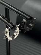 Stainless Steel Spike Hoop Earring   Edgy Unisex Jewelry