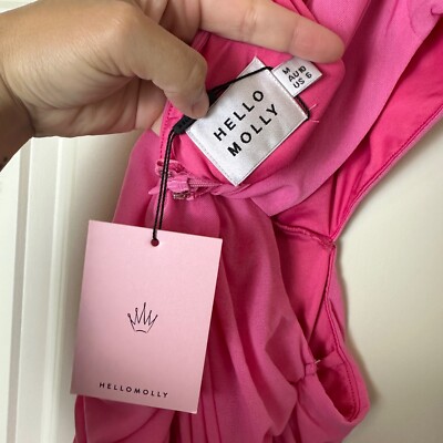 hello molly cupids kiss dress pink NEW Hello Molly Pink One Shoulder Cupid's Kiss Mini Dress Women Size M  Preppy