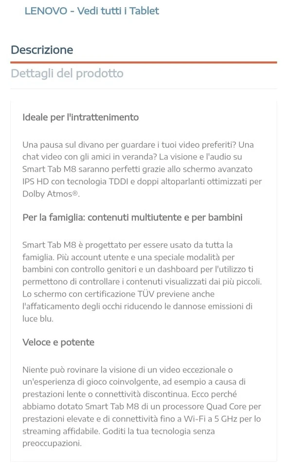 Lenovo Smart Tab M8 · 32GB · Cellular, foto 4 di 5