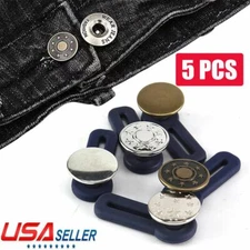 5x Unisex Waist Band Pants Extender Retractable Button Trousers Jeans Skirt US
