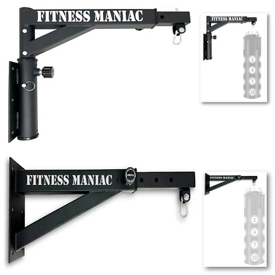 Wall-Mounted Heavy Bag Hanger with Adjustable Bracket for Home Gym Black