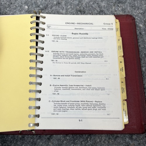 1957-58 CADILLAC ORIGINAL OEM DEALERS FLAT RATE SCHEDULE IN BINDER VERY RARE - Picture 8 of 13