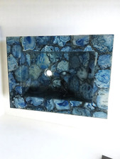 Image of Stone Sink Basin, Blue Agate Sink & Wash Basin, Agate Countertop Vessel Sink Dec