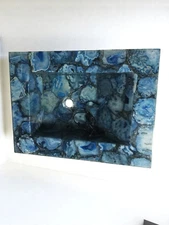 Stone Sink Basin, Blue Agate Sink & Wash Basin, Agate Countertop Vessel Sink Dec