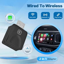 Car Wired to Wireless CarPlay Android Auto Adapter Stereo With USB Plug and Play