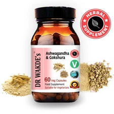 DR WAKDE'S Ashwagandha & Gokshura Capsules | 60 Veg Caps | Ayurvedic Suppleme...