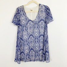 Show Me Your Mumu Kylie Mini Dress Size Small Blue Floral Short Sleeves Lined
