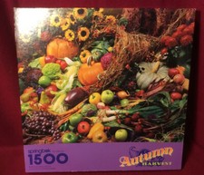 AUTUMN HARVEST Flowers Fruit Vegetables Springbok 1500 pc Jigsaw PUZZLE USA