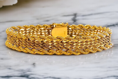 GORGEOUS 14k Solid Yellow Gold Heavy 10mm Fancy Rope 7