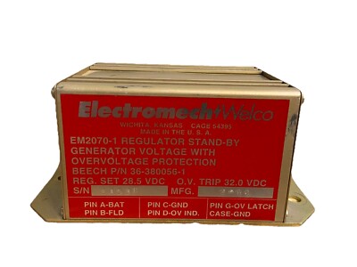Beech Electro-Mech EM2070-1 Voltage Regulator 28V P/N 36-380056-1