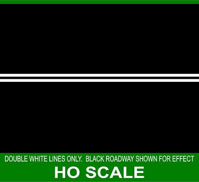 HIGHWAY STREET DOUBLE WHITE LINES FOR 1/87 HO SCALE PRE-1970 TRAIN GARDEN LAYOUT