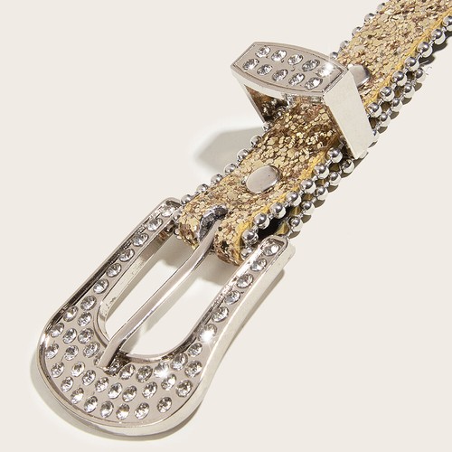 Women Western Rhinestone Belt Cowgirl Studded Bling PU Leather Jeans Waistband # - Picture 10 of 18