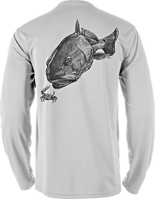  Microfiber Moisture Wicking Fishing Boating UPF Sun Protection Shirt Redfish