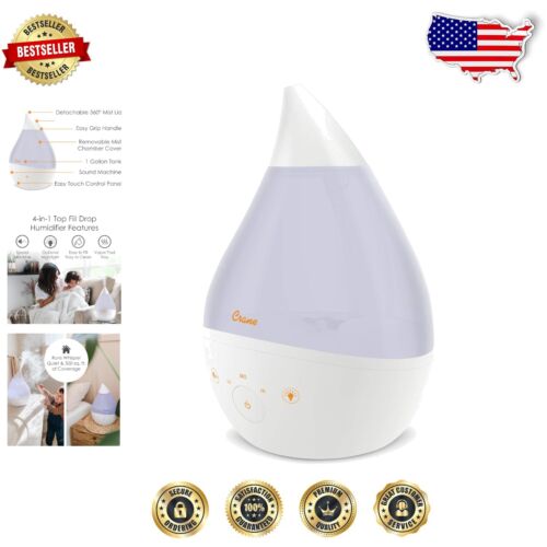 1-Gallon Top-Fill Ultrasonic Humidifier with Adjustable Mist & Sound Machine