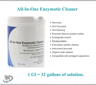 Dental All-In-One Enzymatic Cleaner Ultrasonic solution Instrument soak, 32 Oz