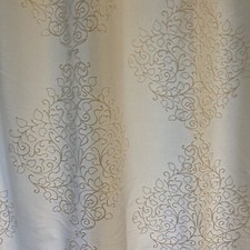 Pair of White Embroidered Curtain Panels- Elegant