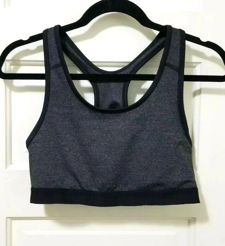 Danskin Now Fitted Dri More Sports Bra Medium 8 10 Dark Gray Racerback  Unpadded