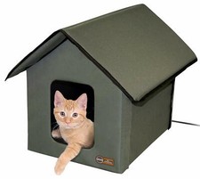 KH Outdoor Heated or Unheated Cat House Weatherproof Insulated Pet Kitty Shelter