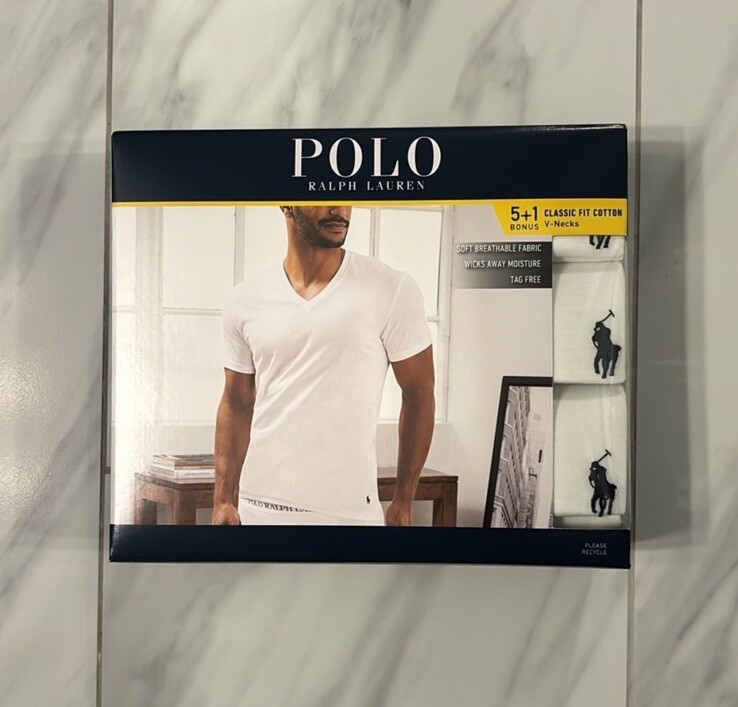 Polo Ralph Lauren Tシャツ 6枚セット Polo Ralph Lauren Men's 6 Pack Classic Fit V-Neck T-Shirts White