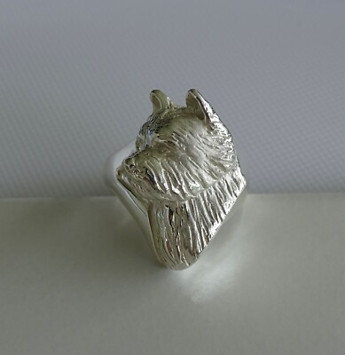 Sterling Silver Norwich Terrier Head Study Ring
