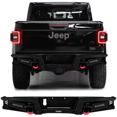 Fit 2020-2026 Jeep Gladiator JT Texture Black Steel Rear Bumper w