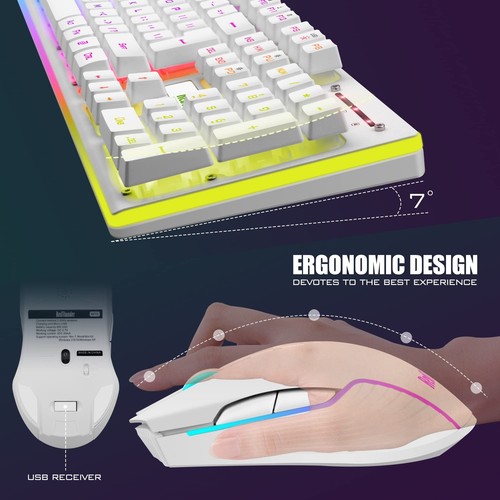 RedThunder K10 Wireless Gaming Tastatur und Maus Combo, LED Hintergrundbeleuchtung Aufladen... - Bild 6 von 7