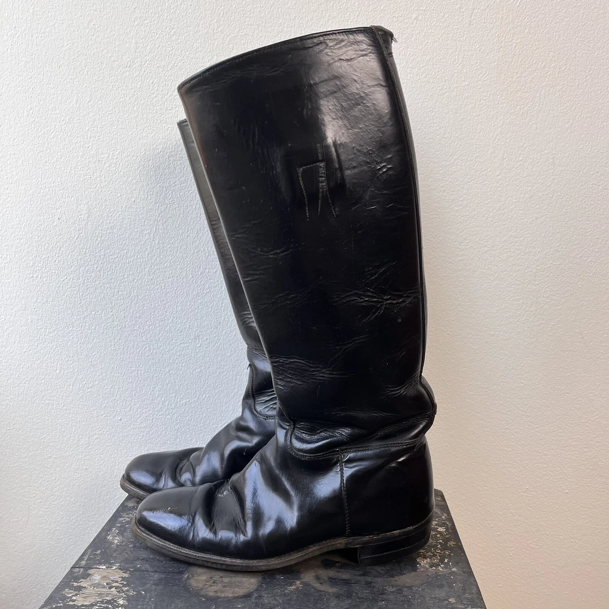Vintage Colt Cromwell Black Leather Riding Boots Zip Equestrian