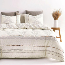 - Boho Comforter Set, Farmhouse Bohemian Western Aztec Neutral Aesthetic, Soft L