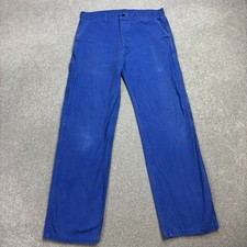 VINTAGE French Trousers Adult 33x30 Blue Workwear Chore Distressed Utility Mens