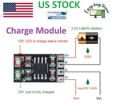 2Pcs Dedicated 3.2V LiFePO4 Battery Li-ion Polymer Charger Module 3.6V 1A CV/CC