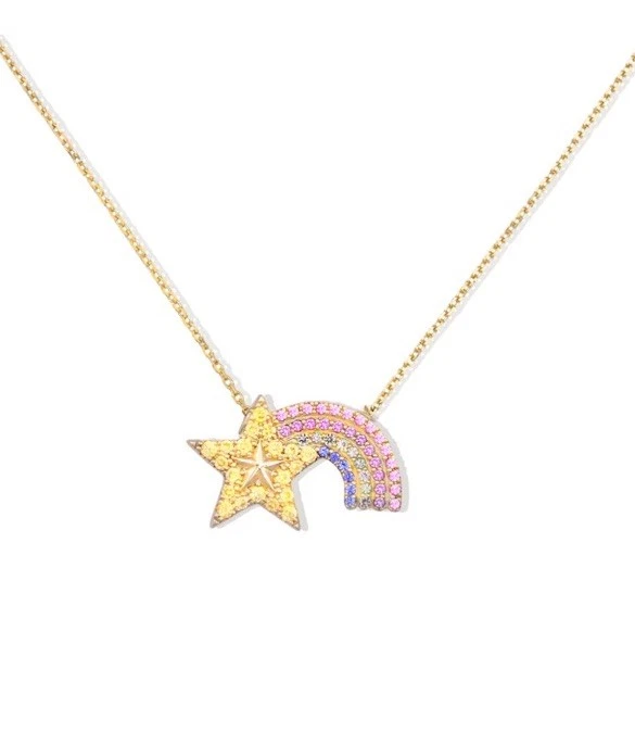 Colar Campbell + Charlotte JuJu estrela cadente ouro amarelo 14k com corrente de 16-18” - Imagem 3 de 4