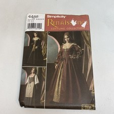 Simplicity Costumes 4488 Size 8-14 Ladies Renaissance Dress 3 Styles