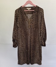 Michael Kors Dress Leopard Print Gold Chains Lace-up Detail SizeL Pre-owned