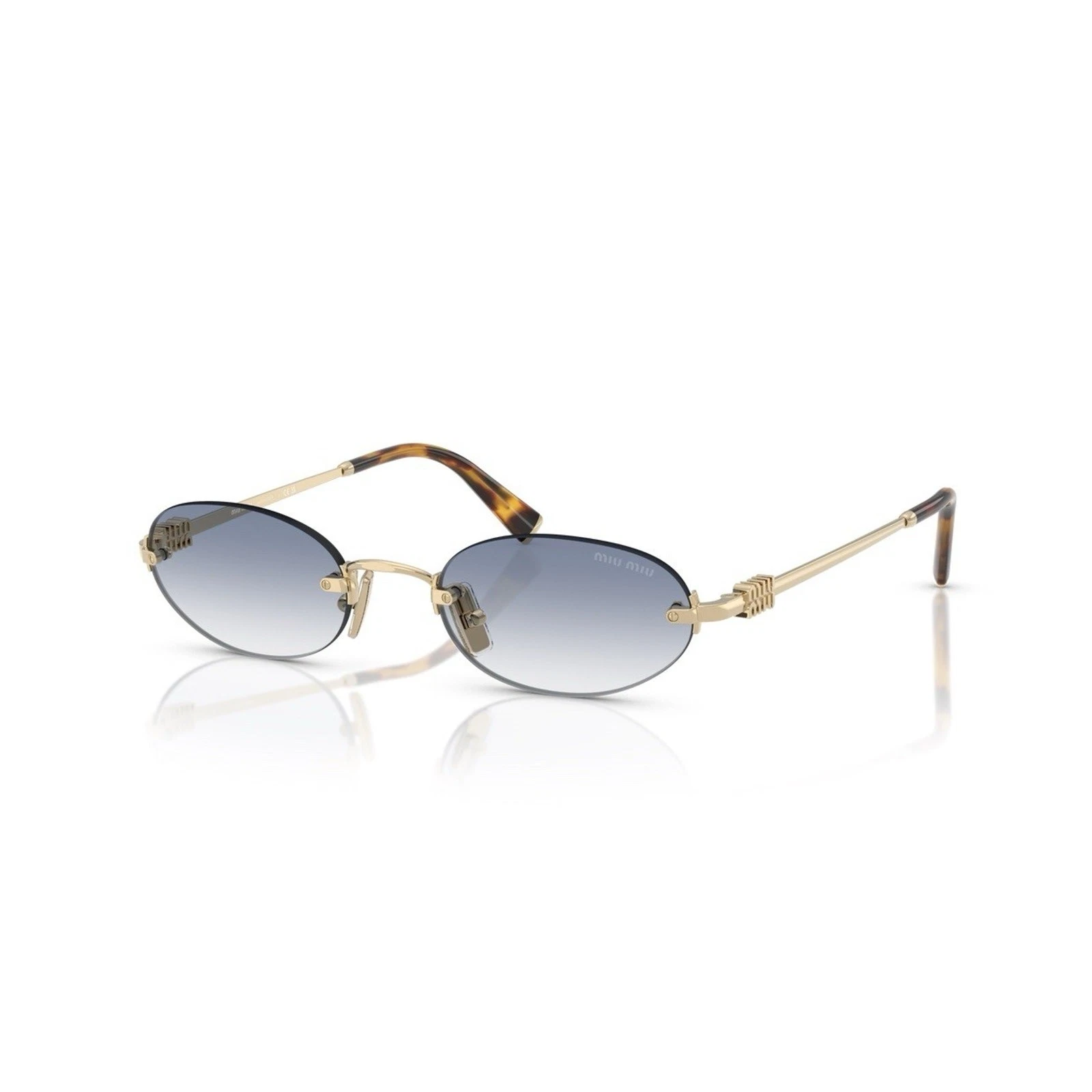 Miu Miu — MIU MIU MU A54S ZVN80O Pale Gold Gradient Light Blue Oval Rimless Sunglasses